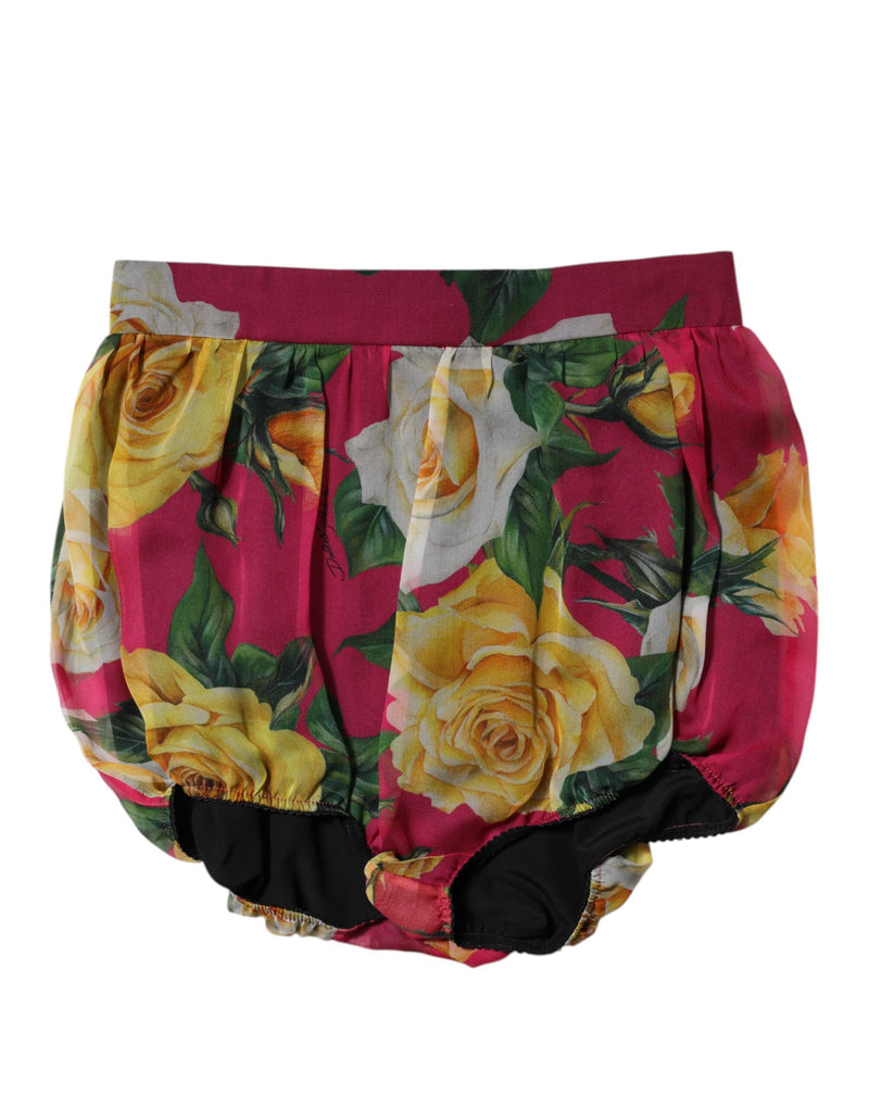 Pantalones cortos muy cortos de talle alto con estampado floral rojo para mujer de Dolce & Gabbana