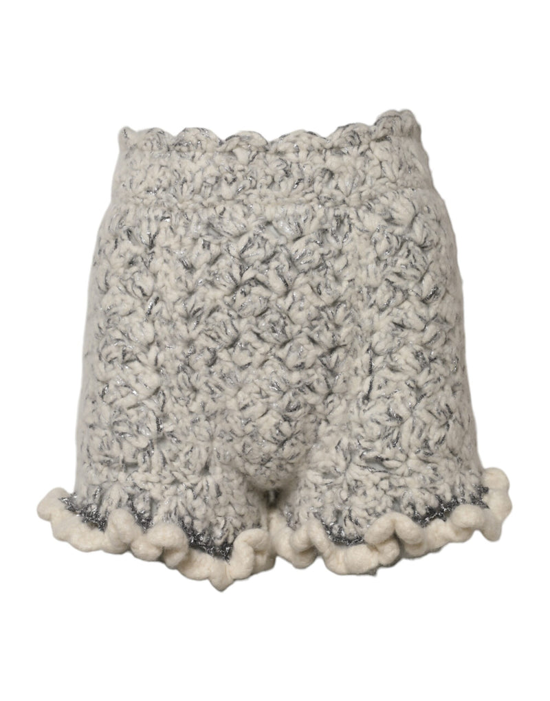 Pantalones cortos con volantes de punto bouclé metálico y cachemira de Dolce & Gabbana