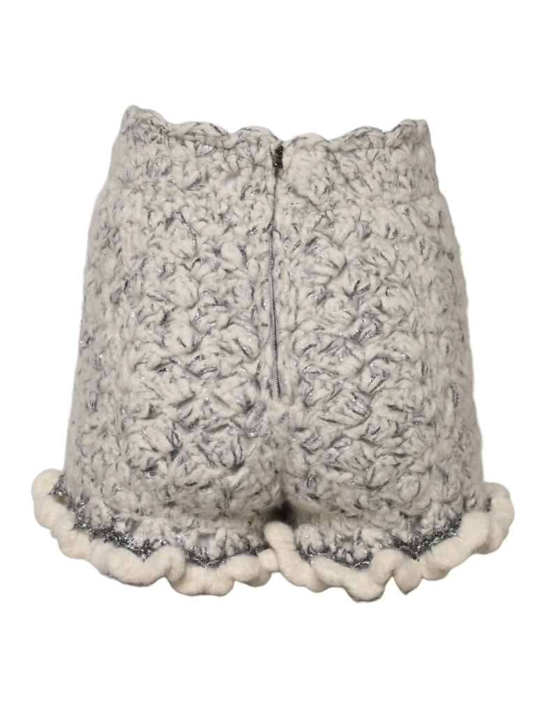Pantalones cortos con volantes de punto bouclé metálico y cachemira de Dolce & Gabbana