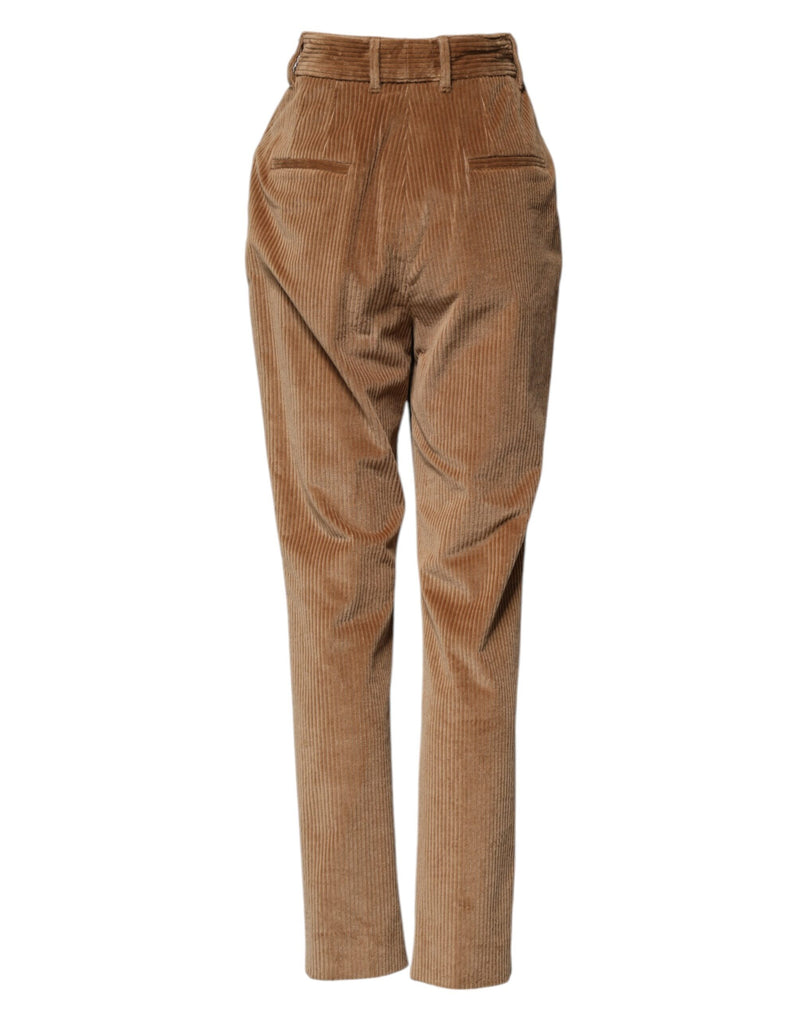 Pantaloni affusolati in velluto a coste di cotone marrone Dolce & Gabbana