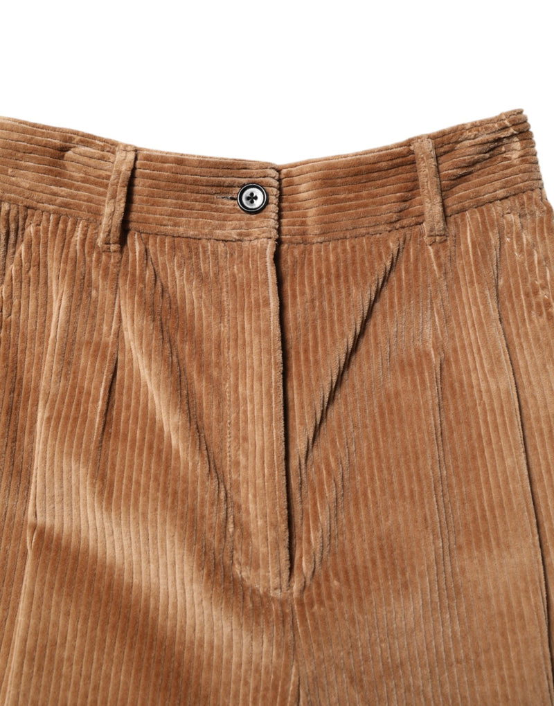 Pantaloni affusolati in velluto a coste di cotone marrone Dolce & Gabbana