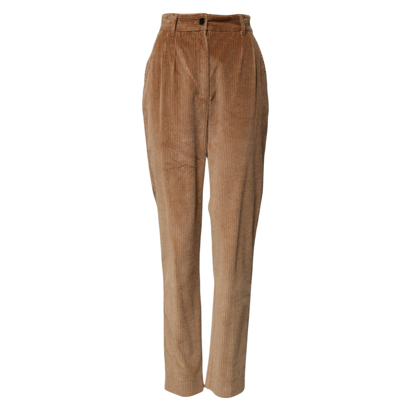 Pantaloni affusolati in velluto a coste di cotone marrone Dolce & Gabbana