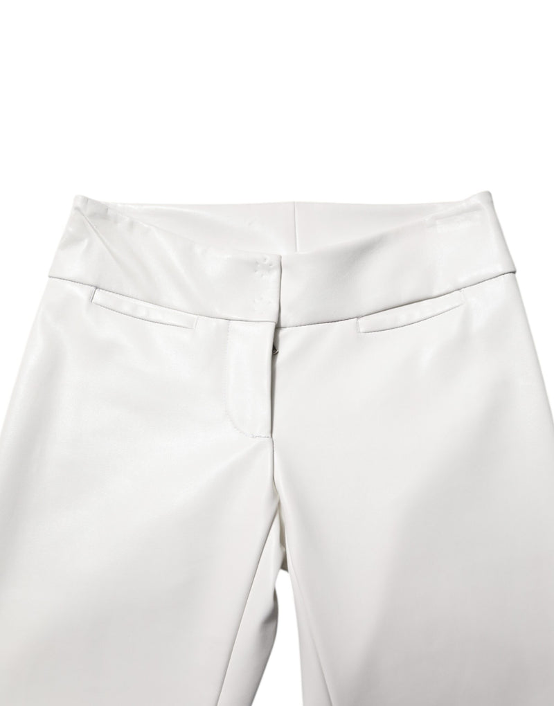 Pantaloni affusolati a vita alta in poliuretano bianco Dolce & Gabbana
