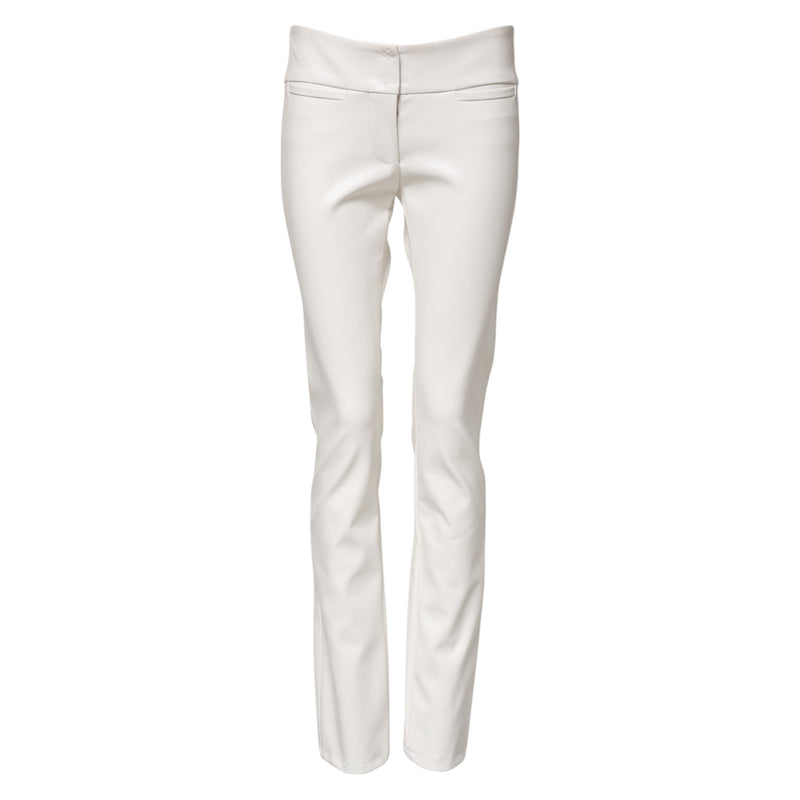 Pantaloni affusolati a vita alta in poliuretano bianco Dolce & Gabbana