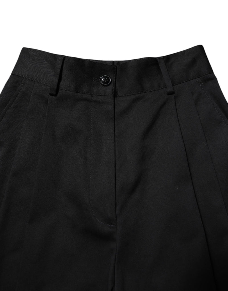 Pantalones negros de algodón Dolce & Gabbana de tiro alto y pernera ancha