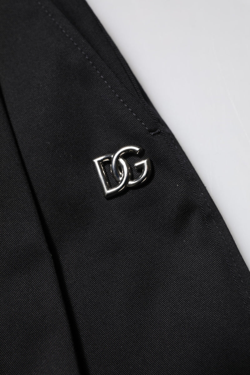 Pantalones negros de algodón Dolce & Gabbana de tiro alto y pernera ancha