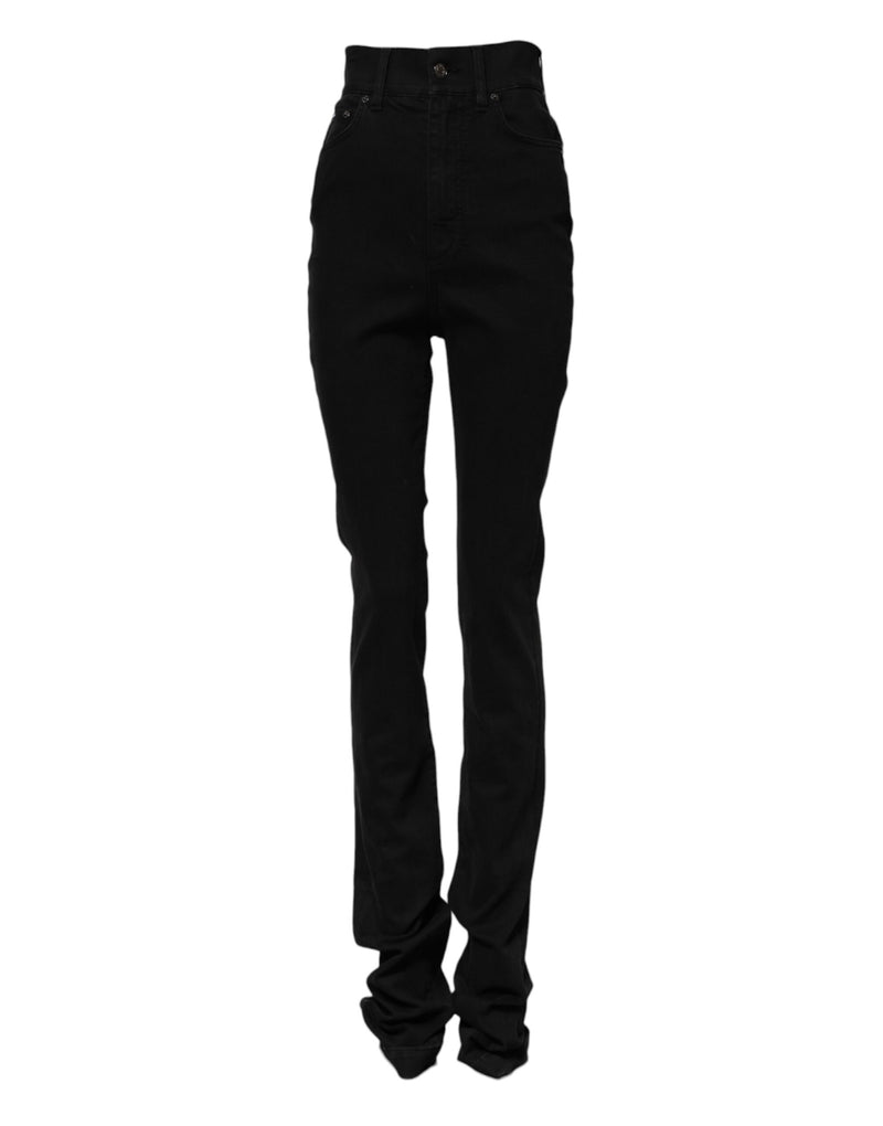 Vaqueros pitillo negros de algodón Dolce & Gabbana de tiro alto