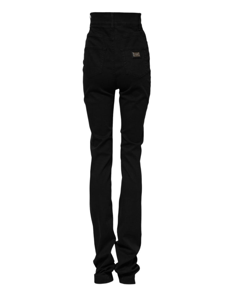 Vaqueros pitillo negros de algodón Dolce & Gabbana de tiro alto