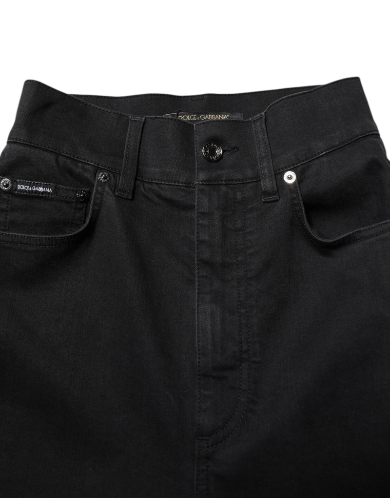 Vaqueros pitillo negros de algodón Dolce & Gabbana de tiro alto