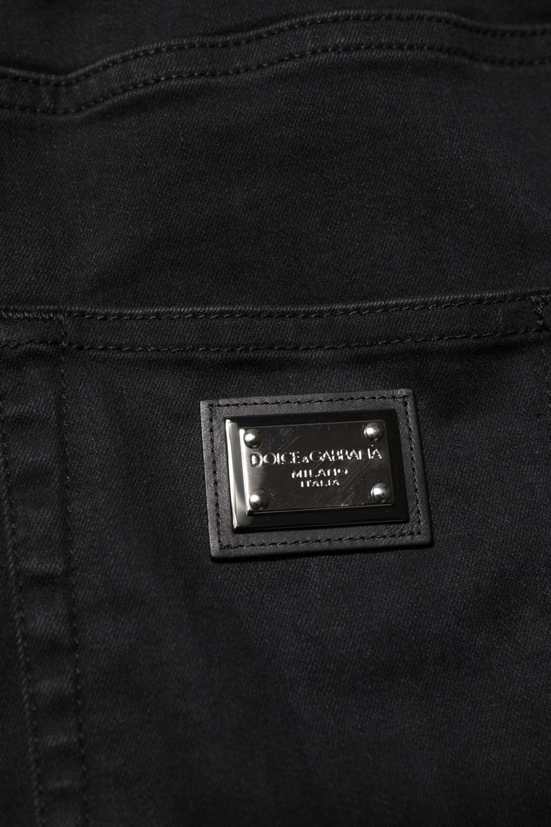 Vaqueros pitillo negros de algodón Dolce & Gabbana de tiro alto