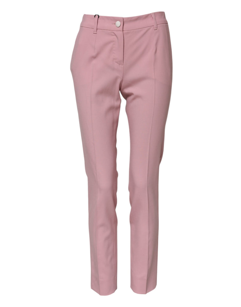 Pantalones cónicos rosas de lana Dolce & Gabbana de tiro alto