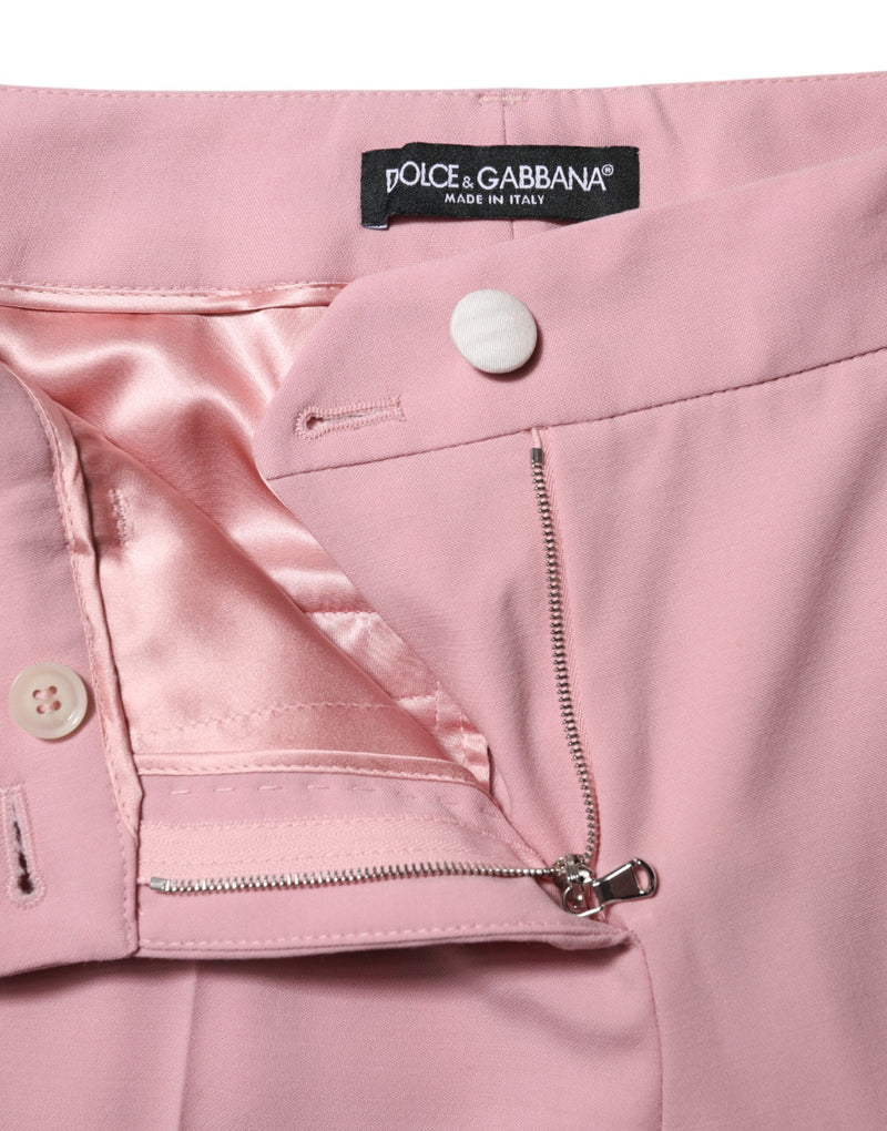 Pantalones cónicos rosas de lana Dolce & Gabbana de tiro alto