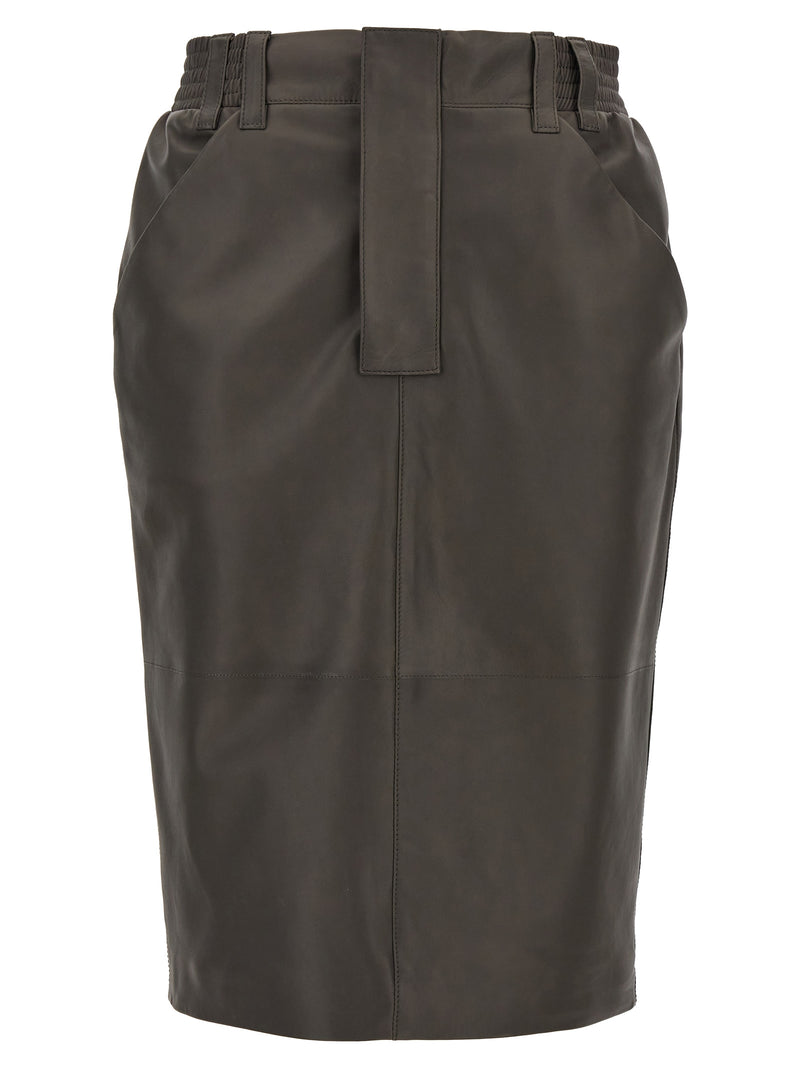 Saint Laurent Leather Skirt | Urbalenti™ NYC