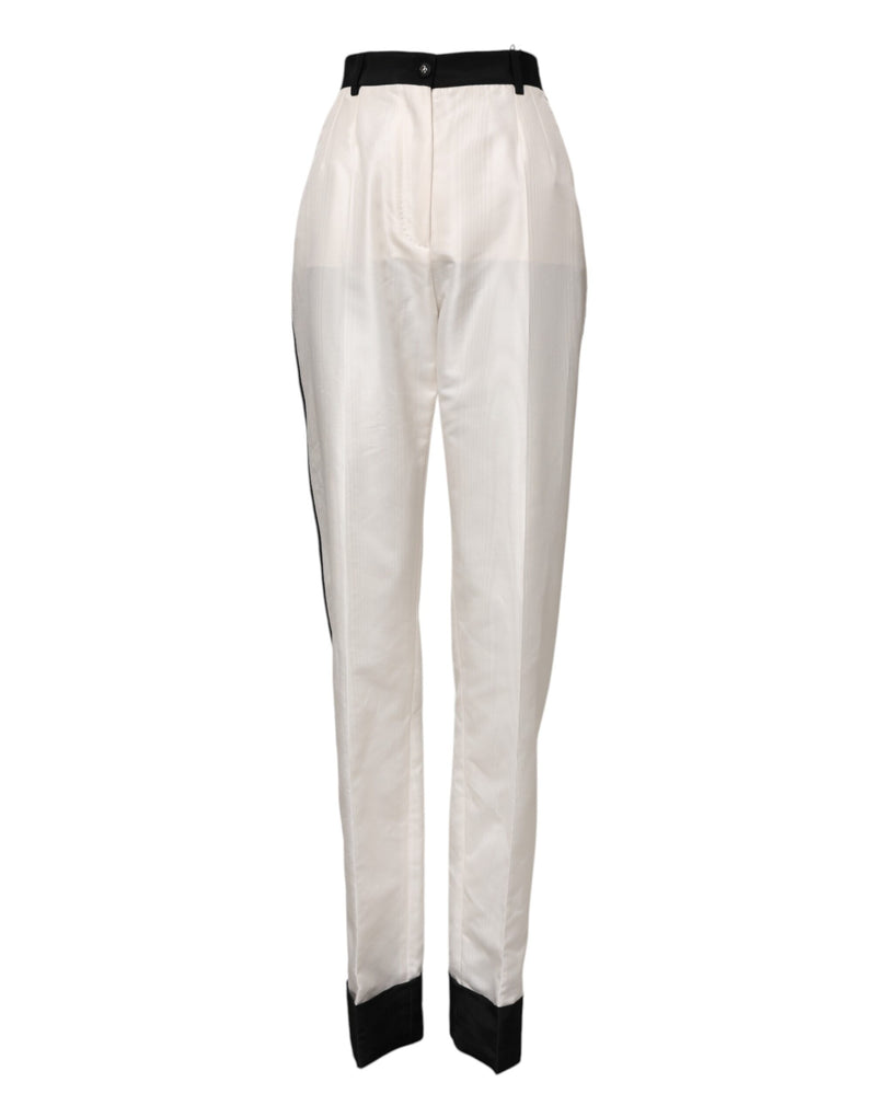 Pantaloni dritti a vita alta bianchi Dolce & Gabbana