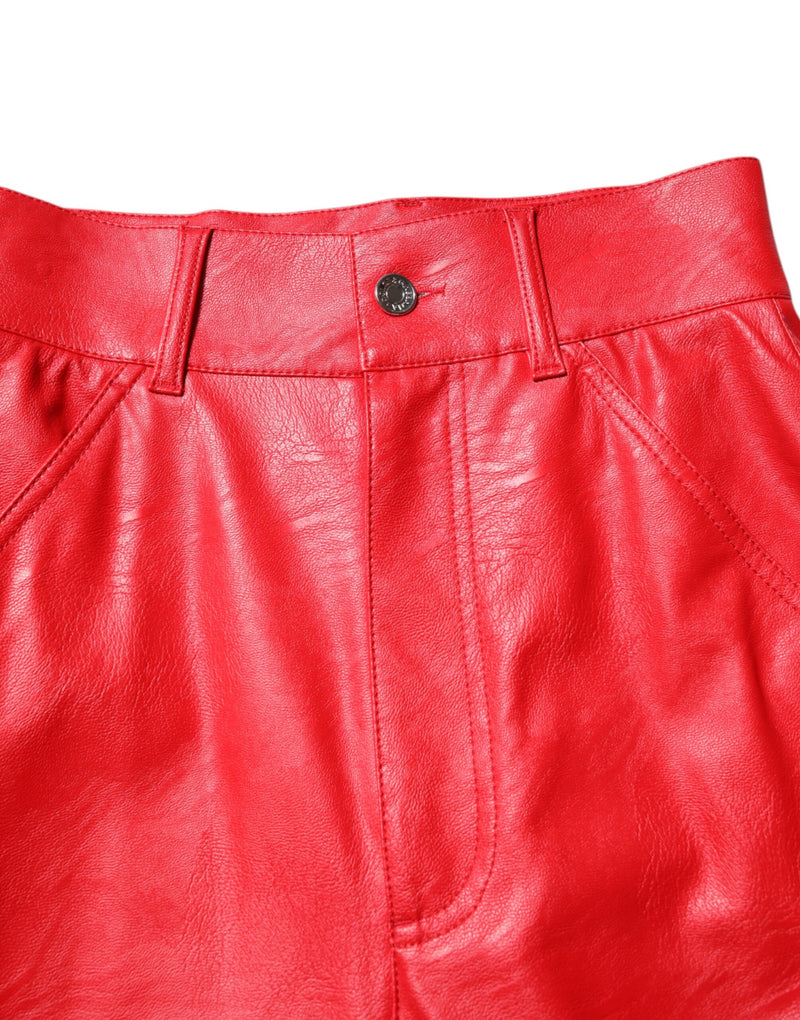 Calça afunilada de cintura alta vermelha de viscose Dolce & Gabbana