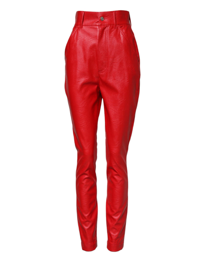 Calça afunilada de cintura alta vermelha de viscose Dolce & Gabbana