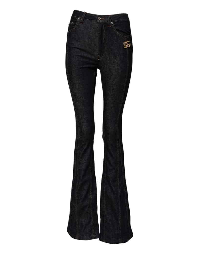 Jeans bootcut a vita media in cotone nero Dolce & Gabbana