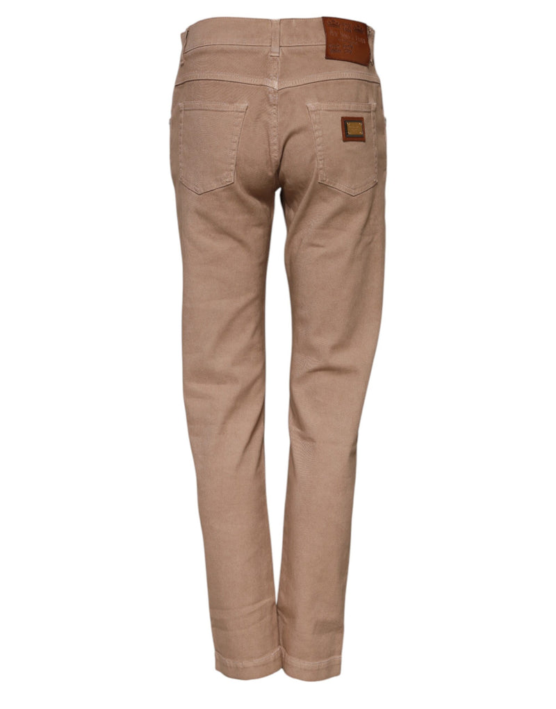 Pantalones vaqueros de mezclilla marrón de algodón, corte boyfriend, de Dolce & Gabbana