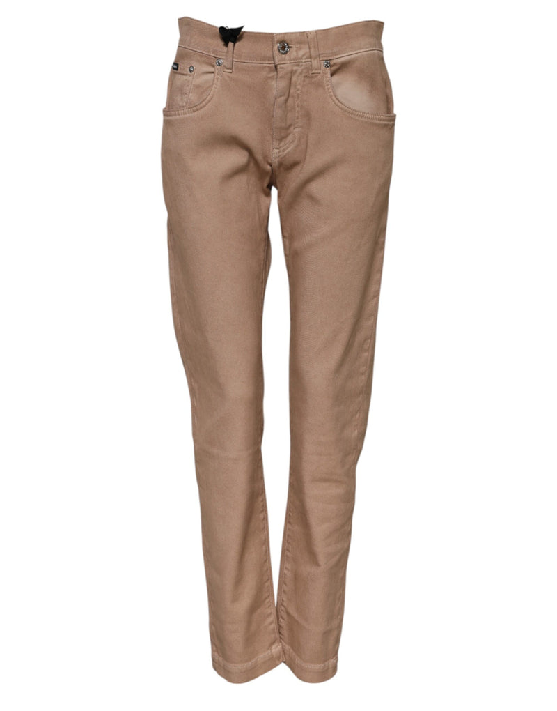 Pantalones vaqueros de mezclilla marrón de algodón, corte boyfriend, de Dolce & Gabbana