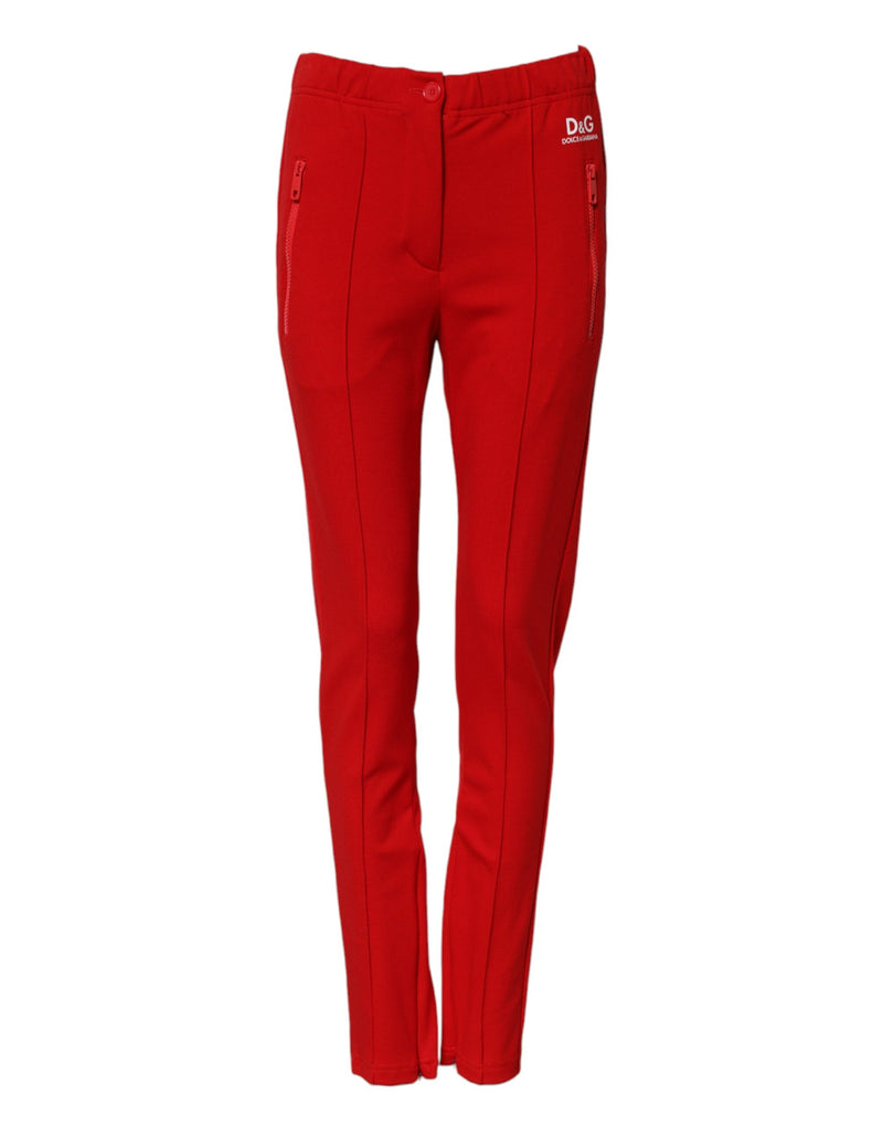Dolce & Gabbana Red Mid Waist Slim Fit Pants