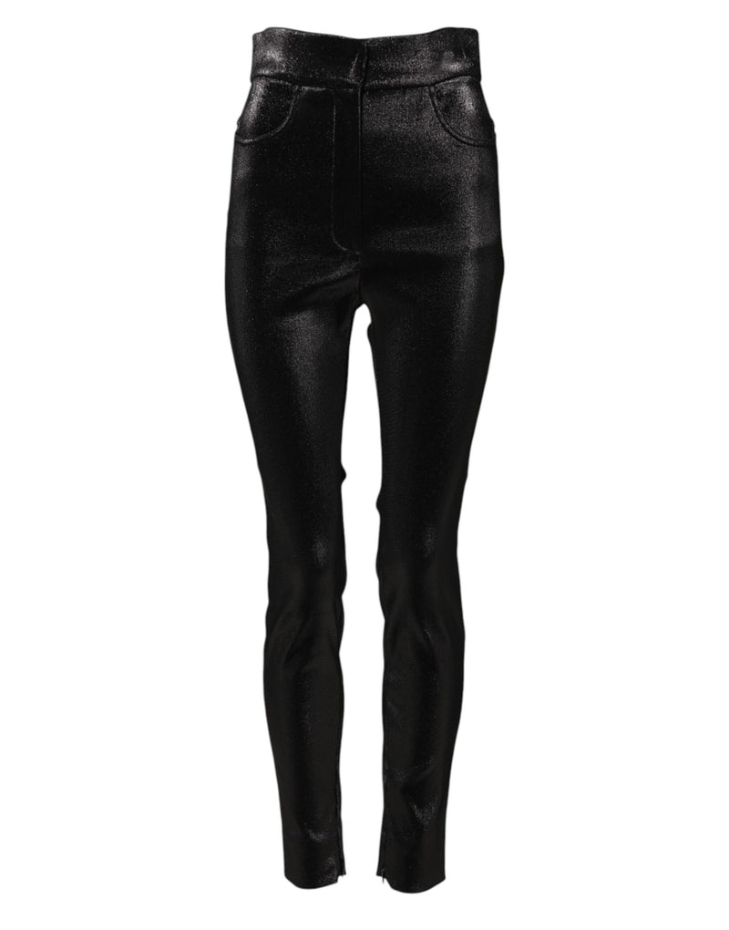 Pantaloni skinny in cotone nero elasticizzato con filo Lurex Dolce & Gabbana