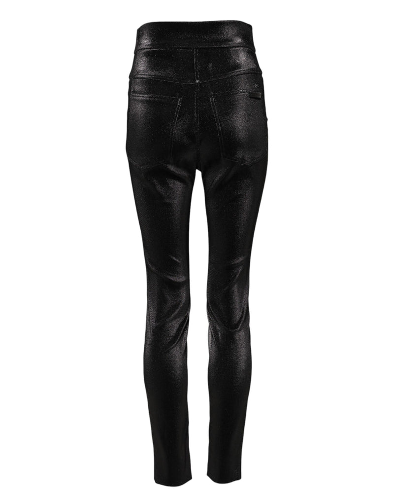 Pantaloni skinny in cotone nero elasticizzato con filo Lurex Dolce & Gabbana