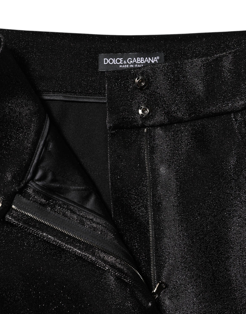 Pantaloni skinny in cotone nero elasticizzato con filo Lurex Dolce & Gabbana