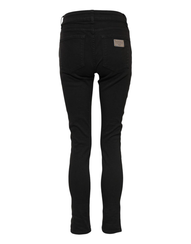 Jean skinny taille mi-haute en coton noir à logo Dolce & Gabbana