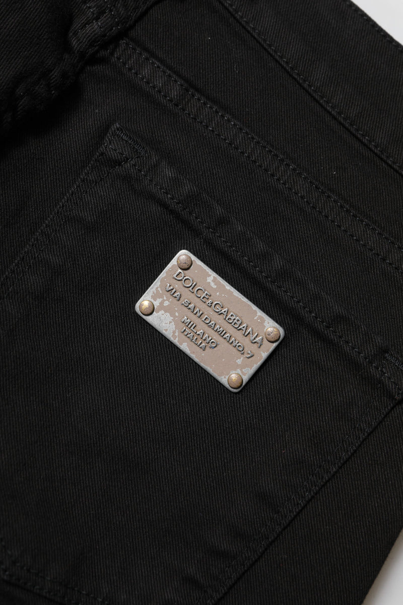 Jean skinny taille mi-haute en coton noir à logo Dolce & Gabbana