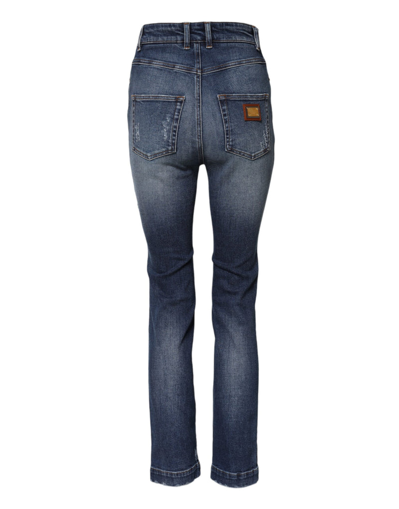 Jean en denim bleu orné de strass Dolce & Gabbana