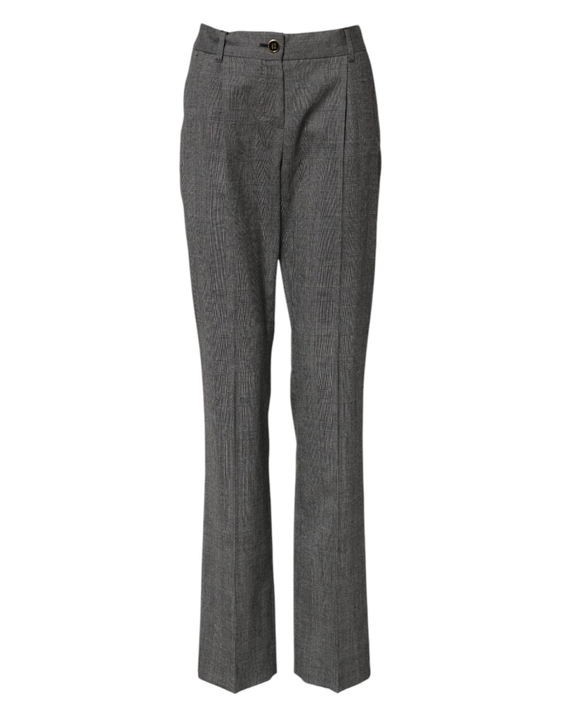 Calça flare xadrez cinza de cintura alta Dolce & Gabbana