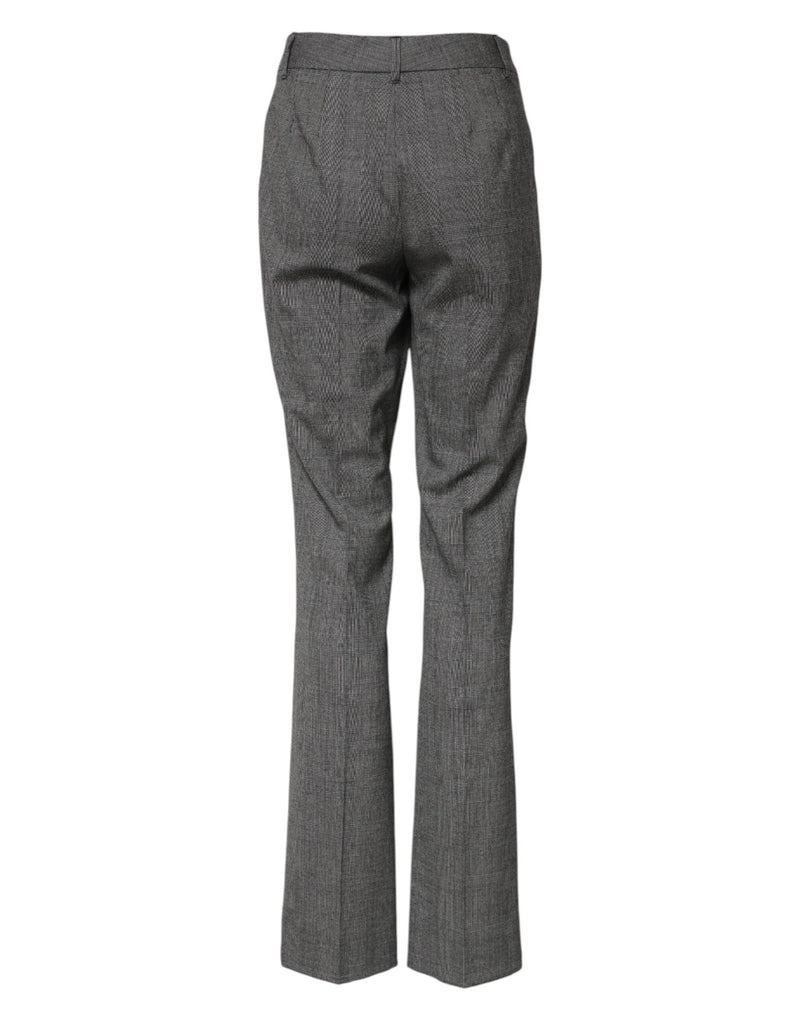 Calça flare xadrez cinza de cintura alta Dolce & Gabbana