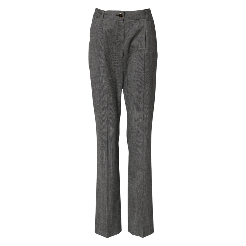 Calça flare xadrez cinza de cintura alta Dolce & Gabbana