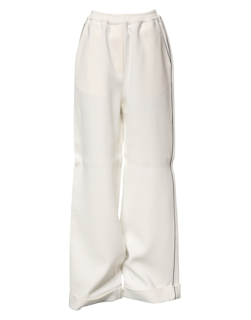 Pantalon ample à enfiler en viscose blanche Dolce & Gabbana