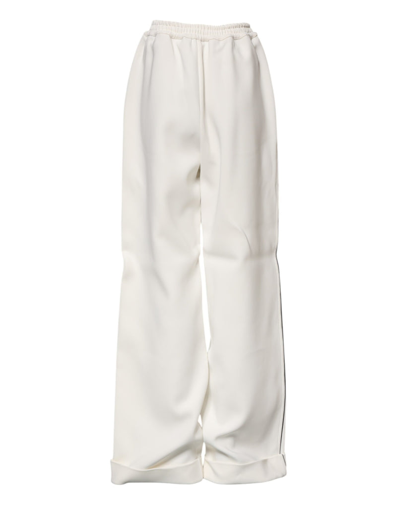 Pantalon ample à enfiler en viscose blanche Dolce & Gabbana