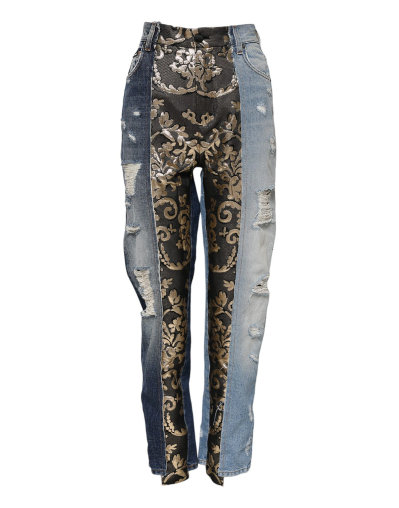 Calça jeans afunilada com patchwork multicolorido Dolce & Gabbana
