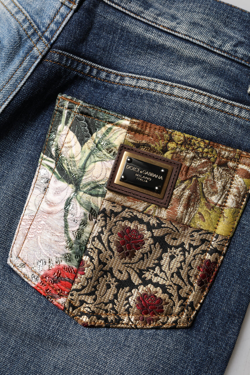 Calça jeans afunilada com patchwork multicolorido Dolce & Gabbana
