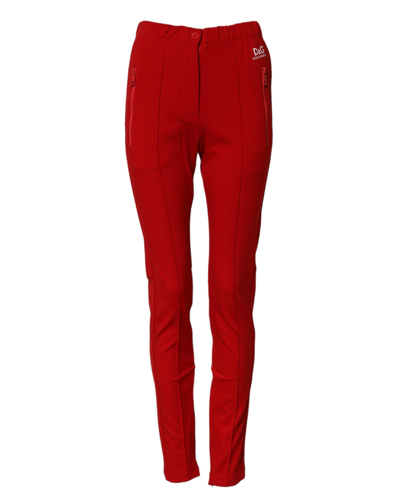 Pantalon rouge coupe slim taille mi-haute Dolce & Gabbana