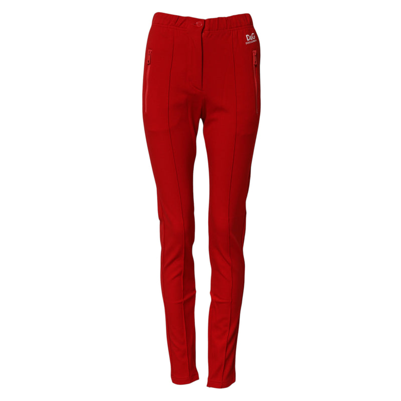 Pantalon rouge coupe slim taille mi-haute Dolce & Gabbana
