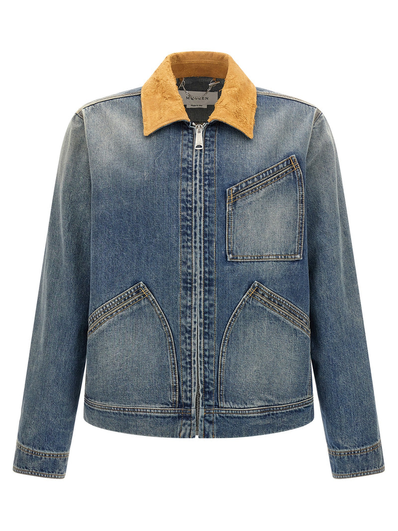 Alexander McQueen Suede Denim Jacket | Urbalenti™ NYC