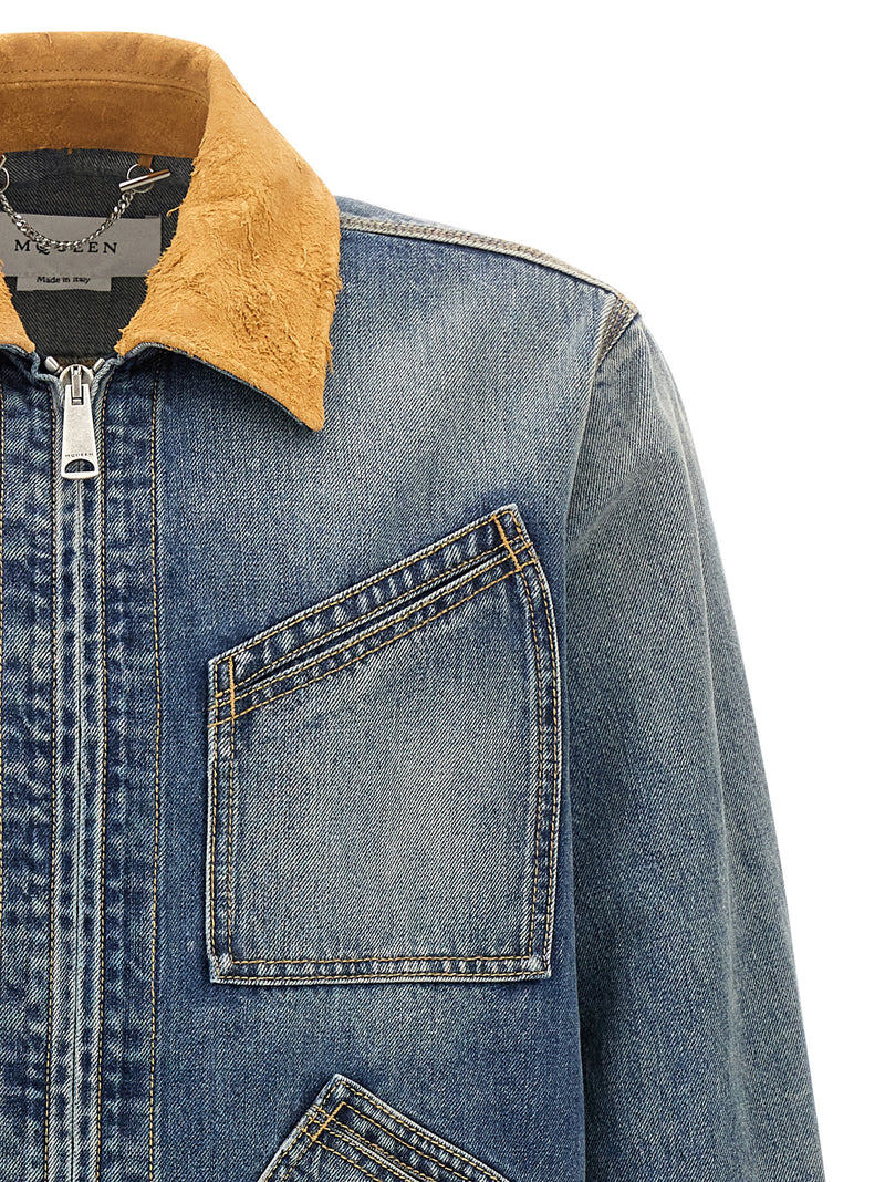 Alexander McQueen Suede Denim Jacket | Urbalenti™ NYC