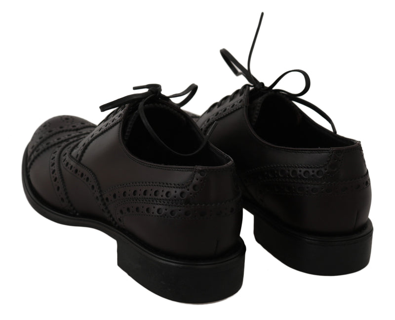 Zapatos Oxford de vestir de cuero negro con puntera brogue de Dolce & Gabbana
