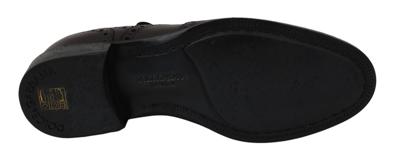 Zapatos Oxford de vestir de cuero negro con puntera brogue de Dolce & Gabbana