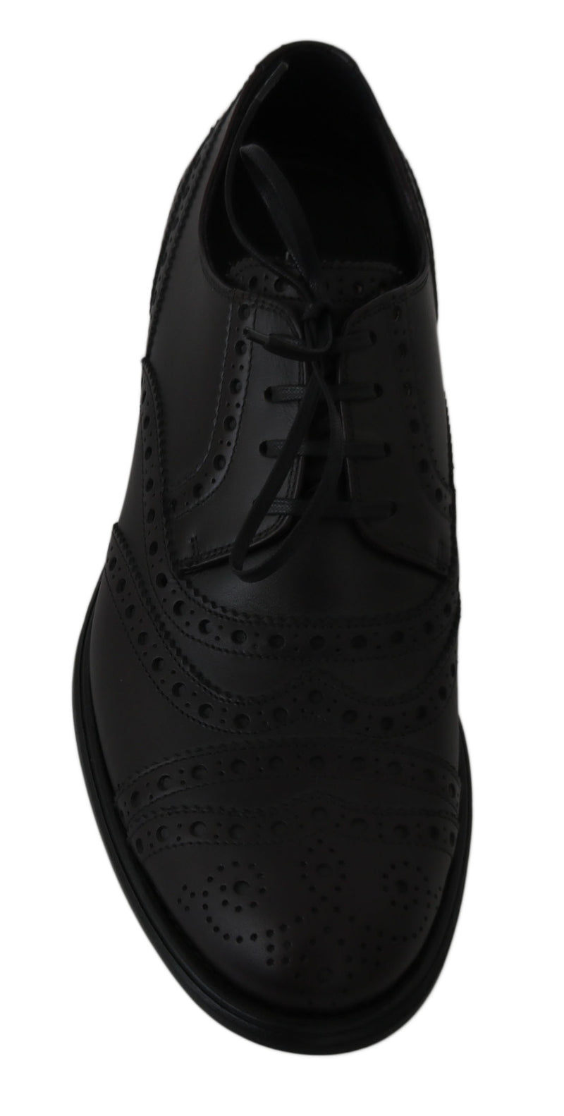 Zapatos Oxford de vestir de cuero negro con puntera brogue de Dolce & Gabbana