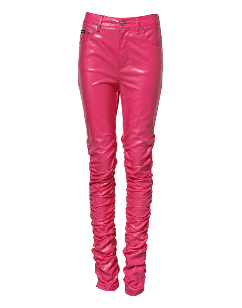 Calça jeans skinny de cintura alta em algodão rosa Dolce & Gabbana