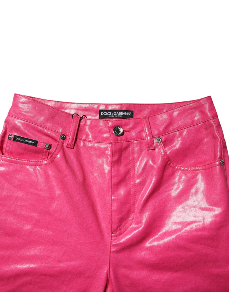 Calça jeans skinny de cintura alta em algodão rosa Dolce & Gabbana