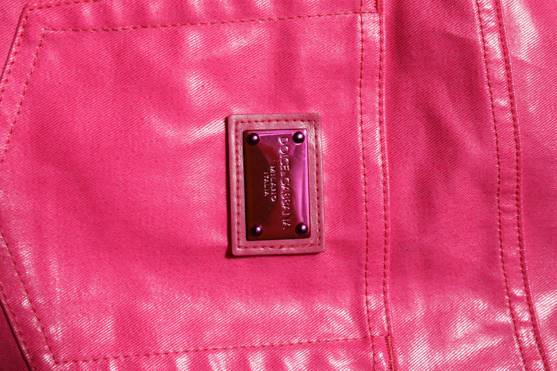 Calça jeans skinny de cintura alta em algodão rosa Dolce & Gabbana
