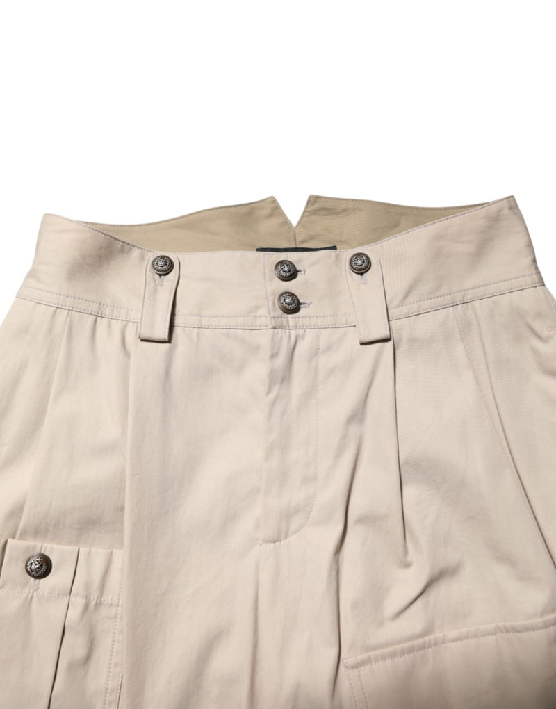 Pantaloni beige in cotone a vita alta Dolce & Gabbana