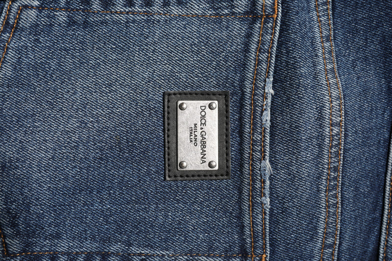 Dolce & Gabbana Blue Cotton Mid Waisted Straight Denim Jeans