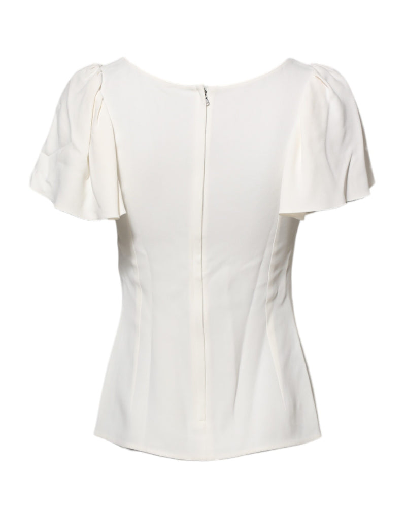 Top camicetta bianco a maniche corte e girocollo Dolce & Gabbana